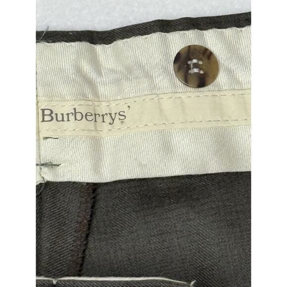 VTG Burberry Men’s Plaid Gray Cuffed Wool 36x29 Dress Pants Slacks - Picture 2 of 11